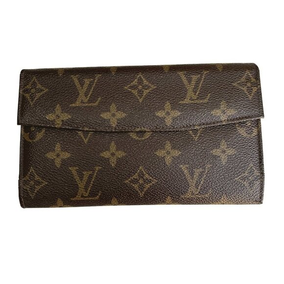 Louis Vuitton Vintage Monogram Canvas Trifold Wallet Card Holder Checkbook Cover - Picture 1 of 16